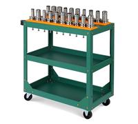 Heavy Duty Tool Cart with Wheels, 2 Layer Utility Service Cart with Handle for Warehouse and Garage Repair, CNC Tool Holder