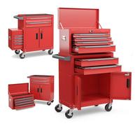 Heavy-Duty Tool Cart with Wheels, 6-Drawer Metal Tool Box with Automatic Lock, 2-in-1 Tool for Garage and Workshop, Universal Rolling Tool Storage.