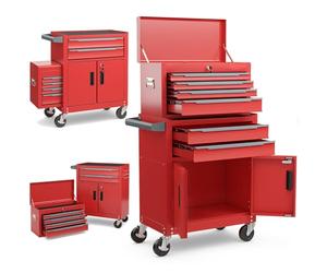 Heavy-Duty Tool Cart with Wheels, 6-Drawer Metal Tool Box with Automatic Lock, 2-in-1 Tool for Garage and Workshop, Universal Rolling Tool Storage.