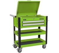 Heavy Duty Tool & Parts Trolley - 925 x 440 x 900mm - Lockable Top - Green