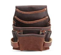 Heavy Duty Tool Pouch - All Leather - Reinforced Seams - Professional Grade (4 Pocket Framing Pouch)