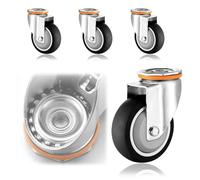 Heavy Duty TPE Rubber Swivel Caster Wheel 4 Pcs Ø 3in 4in 5in Silent Furniture Replacement Casters Suitable For M12 Type Bolts Top Hole Type Caster Wheels With Brakes
