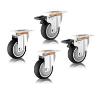 Heavy Duty TPR Rubber Casters Set of 43in 4in 5in Plate Wheels Silent Furniture Replacement Swivel Trolley Casters with Brakes for Smooth Rolling