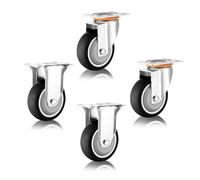 Heavy Duty TPR Rubber Plate Casters Set of 43in 4in 5in Swivel Wheels with Brakes for Silent Furniture Movement Industrial Trolley Replacement Castors