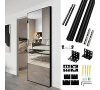 Heavy Duty Trackless Sliding Door Hardware Kit with Soft Closing, Invisible Design for Floating Mirror Installation, Not Include the Door