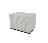 Heavy Duty Traditional Style A1 6 Drawer Plan Chest, Light Grey Wooden Paper Storage planchest with Metal Handles, six Drawers and Smooth Runners