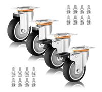 Heavy Duty Transport Plate Caster Wheels 4 Pack3in 4in 5in Silent Thermoplastic Rubber Swivel Casters with Dual Locking Brakes for Industrial Use