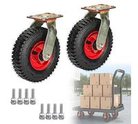 Heavy-Duty Transport Trolley with Pneumatic Rubber Wheels 200kg Load Capacity Industrial Castors with Screws for Easy Mobility & Versatile Platform Use