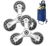 Heavy Duty Triangular Stainless Steel Shopping Cart Wheels - 2Pcs Stair Climbing Casters Rotatable & Quiet Replacement Wheels for Trolley Cart Durable & Efficient