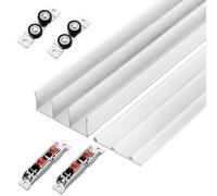 Heavy-Duty Triple Track Sliding Door Hardware Kit - Adjustable Aluminum Track for Closet & Cabinet Doors - 240cm, Perfect for Modern Home Decor and Space-Saving Solutions