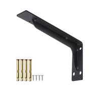Heavy Duty Tripod Bracket Wall Support Shelf Partition Rack L Wall Mounted Metal Floating Scaffold Board Supports with Screws(Black-16in-2mm)