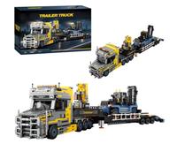 Heavy Duty Truck Building Blocks,Technik Tractor Lowbed Trailer Kit,1404PCS