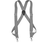 Heavy Duty Trucker Suspenders 3.5cm Wide X-Back with 2 Side Clip Swivel Hooks Adjustable Elastic Trouser Braces Gray