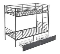 Heavy Duty Twin Bunk Bed W/ 2 Storage Drawers for Kids Teens Adults