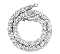 Heavy-Duty Twisted Nylon Hemp Rope Queue Divider 32mm Stanchion Barrier Ropes for Hotels Restaurants and Theaters - Silver 1.2M (3.93Ft)