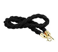 Heavy-Duty Twisted Stanchion Rope Barrier 118 Inch Crowd Control Queue Line for Theaters Museums Events - Black 3M Long& Stylish Design