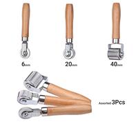 Heavy Duty Tyre Patch Roller with Wooden Handle, 6mm 20mm 40mm Tire Stitcher Tube Repair Tool, Smooth Rolling Tire Patch Stitching Tool for Fixing Flats Inner Tube Repair