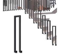 Heavy-Duty U-Shaped Outdoor Stair Railing, Wrought Iron Handrail for Steps and Porch, Easy Installation, Supports Weight up to