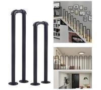 Heavy-Duty U-Shaped Wrought Iron Non-Slip Safety il for Outdoor Stairs Hallways Villa & Hotel (2PCS 100cm/39.4in) - Industrial Style