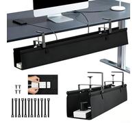 Heavy Duty Under Desk Cable Tray, Reversible Felt Wire Holder with Quick Drop-Down for access for Standing Desks(70)