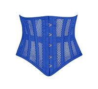 Heavy Duty Underbust Steel Boned Waist Trainer Cincnher Womens Waspie Mesh Corset, Blue, XL