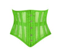 Heavy Duty Underbust Steel Boned Waist Trainer Cincnher Womens Waspie Mesh Corset, Green, XXXXL