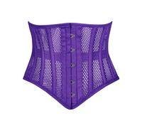 Heavy Duty Underbust Steel Boned Waist Trainer Cincnher Womens Waspie Mesh Corset, Purple, Medium