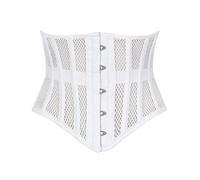 Heavy Duty Underbust Steel Boned Waist Trainer Cincnher Womens Waspie Mesh Corset, White, Large