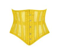 Heavy Duty Underbust Steel Boned Waist Trainer Cincnher Womens Waspie Mesh Corset, Yellow, Medium