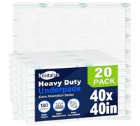 Heavy Duty Underpads 40"X40" Super Sized Chucks Pads 180 Grams Disposable Bed Pads with Strength Cloth Backing Extra Absorption Pads for Incontinence (100X100CM, 20 Count, Discreet Packaging)