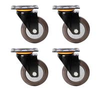 Heavy Duty Universal Swivel Caster Wheels Set of 4 4 Inch Quiet Rubber Casters with Flat Plate for Trolleys Industrial Trucks and Equipment Mobility