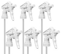 Heavy Duty Universal Trigger Sprayer Replacement for 32 oz Sprayer Bottles, 9 1/4" Dip Tube, 28-400 Neck Finish - 6 Pack (White)