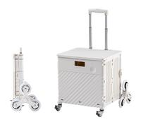 Heavy Duty Utility Cart, Foldable Grocery Trolley with Lid, 360° Rotate Wheels, Noiseless, 65L Capacity
