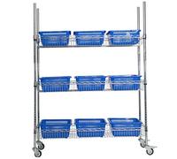 Heavy Duty Utility Cart with Wire Shelves, Metal Rolling Tool Cart, Multi-Function Steel Shelving Unit with Plastic Baskets for Storage and Organization