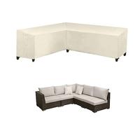 Heavy Duty V Shaped Garden Furniture Cover 420D Waterproof Outdoor Patio Rattan Sofa Protector with Storage Bag (Beige 300x300x98cm) -Corner Sofa Cover