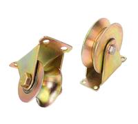 Heavy-Duty V/U Grooved Pulley with Bracket, 2 Pack 4" (100mm-U) Roller for Sliding, Industrial Use, Supports 440 lbs Load Capacity, Steel Wire Rope Catible