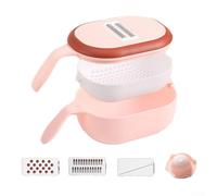 Heavy Duty Vegetable Chopper with 3/6 For Stainless Steel Blades, Integrated Drain Basket, Veggie and Fruit Slicer for Safe and Efficient Kitchen Use (pink 3)