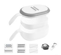 Heavy Duty Vegetable Chopper with 3/6 For Stainless Steel Blades, Integrated Drain Basket, Veggie and Fruit Slicer for Safe and Efficient Kitchen Use (white 6)
