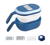 Heavy Duty Vegetable Chopper with 3/6 For Stainless Steel Blades, Integrated Drain Basket, Veggie and Fruit Slicer for Safe and Efficient Kitchen Use (blue 3)