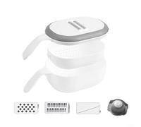Heavy Duty Vegetable Chopper with 3/6 For Stainless Steel Blades, Integrated Drain Basket, Veggie and Fruit Slicer for Safe and Efficient Kitchen Use (white 3)