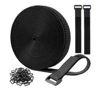 Heavy Duty Velcro, 2.5cm x 5m Velcro Straps with 25 Plastic Buckles, Adjustable Hook and Loop Cable Ties for Securing Wires, Cables, Tubing, DIY Projects and Office Organisation