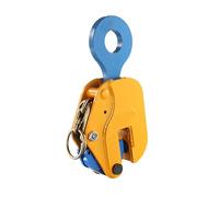 Heavy-Duty Vertical Plate Clamp with Locking Hoist Hook and Chain for Safe Lifting in Construction