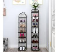 Heavy-Duty Vertical Shoe Rack, Freestanding Shoe Shelf, Sturdy Metal Shoe Stand for Small Spaces, Fits Narrow Entryways and Apartments, 8 Layers