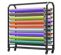 Heavy Duty Vinyl Storage Rack - Adjustable Metal Roll Organizer for Linen, Fabric, Texture, and Wallpaper Rolls - Holds 8-20 Rolls, 18 Adjustable Rods, Commercial Quality