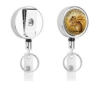 Heavy Duty Vole Wheat Ear Badge Reel with 360° Swivel Alligator Clip & 24" Retractable Nylon Cord Lightweight Name Badge Holder for Nurse Teacher Office Worker Id Card Decor