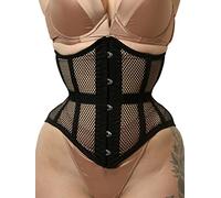 Heavy Duty Waist Trainer Womens Conical Curvy Underbust Steel Boned Mesh Corset, Black, Medium