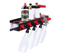 Heavy-Duty Wall Mount Spray Bottle Holder for Car Detailing,Adjustable 5-Hook Hanging Rail Organizes Auto Cleaning Tools, Polish & Wax Bottles - Garage, Car Wash Shop Storage