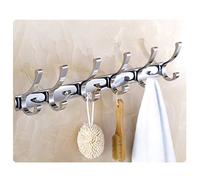 Heavy Duty Wall Mounted Chrome Coat Hooks - 6 Hook Metal Rack with 304 Stainless Steel Screws for Coats Scarves Bags Towels Keys - Bathroom Storage Solution (Blue)