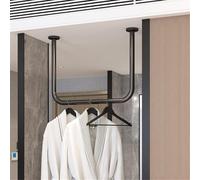 Heavy-Duty Wall-Mounted Clothes Rack, Industrial Pipe Design, Sturdy Iron Garment Hanger, Perfect for Bedroom, Entryway, Office - U-Shaped Closet nizer