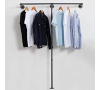 Heavy Duty Wall-Mounted Clothes Rail Space-Saving Industrial Hanging Rack for Bedroom Storage Easy Assembly 120CM Perfect for nizing Clothes and Accessories